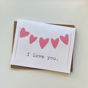 Carte de Saint-Valentin // Carte d'anniversaire // Je t'aime // Carte bannière coeur // Carte de voeux faite main // Carte vierge
