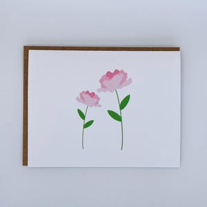 Floral Greeting Card // Peonies // Blank Card // Handmade Greeting Card // Simple Greeting Card