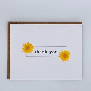 Carte de remerciement // Tournesols // Carte vierge // Carte de voeux faite main // Carte de remerciement simple