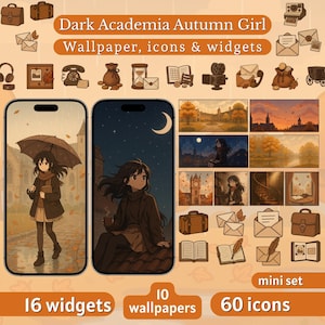 Dark Academia Autumn iOS App Icons Pack | Aesthetic iPhone Icons, Wallpapers & Widgets | Cozy Fall iPhone Wallpaper Set, iPad iOS Icon Pack