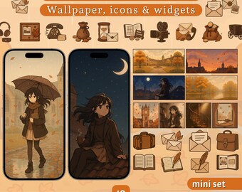Dark Academia Herbst-App-Icons | Gemütliche iPhone-Hintergrundbilder & Widgets (Digital)