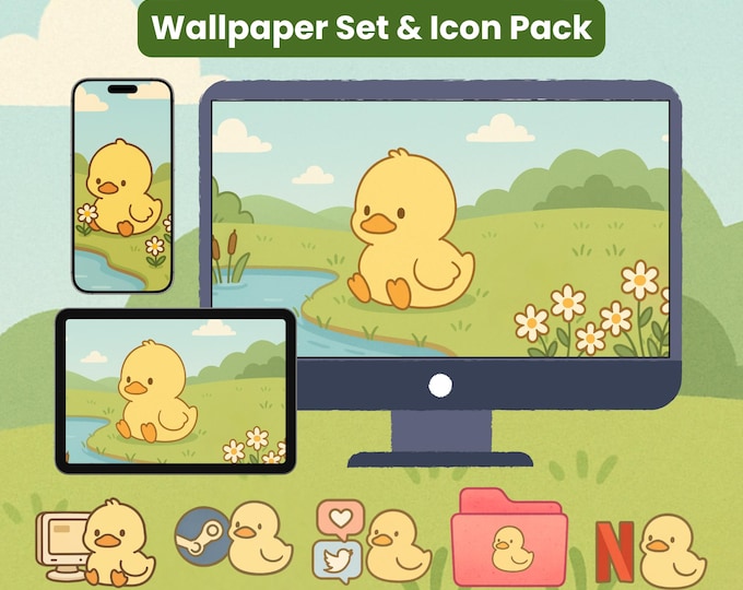 Window Duck Folder Cute Duck Pond Desktop Organizer Theme | Wallpaper Background | Custom ...