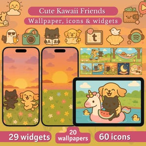 Cute Kawaii Wallpaper and App Icon Pack - Widgets Pack – iOS & Android | Widgets, Tablet - Phone Wallpapers | Kawaii Aesthetic Theme