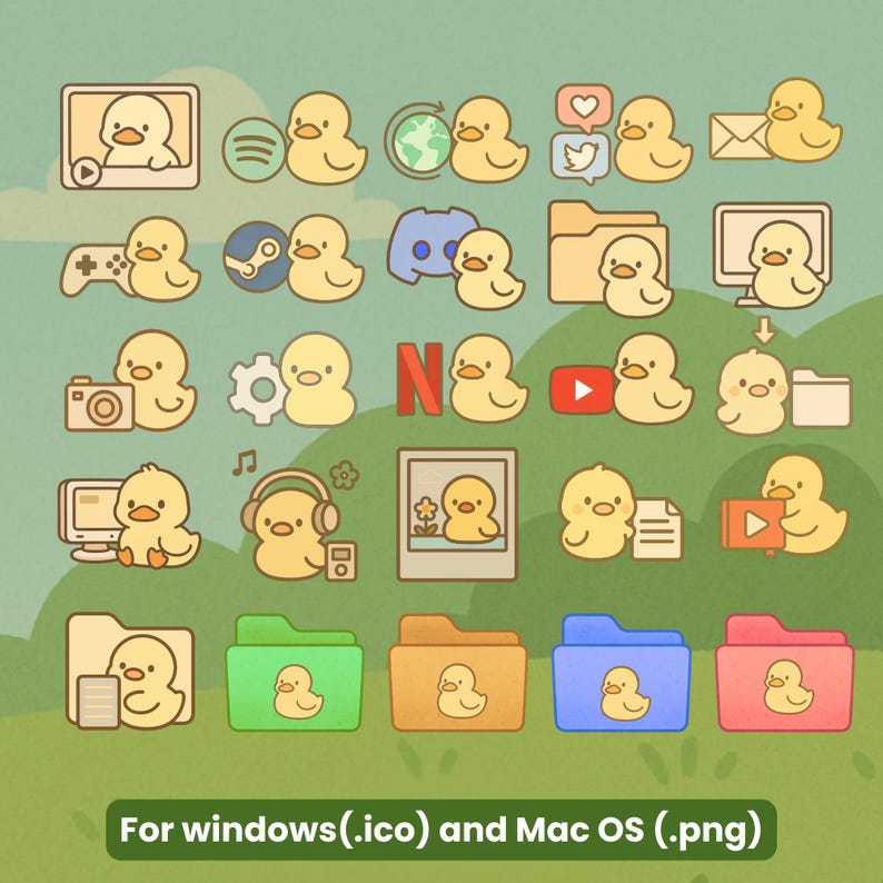 Window Duck Folder Cute Duck Kawaii Icons Desktop Wallpaper and Folder Icons Desktop ...
