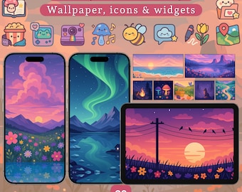 Pastel Kawaii Phone Theme | App Icons, Wallpapers & Widgets (Digital Download)