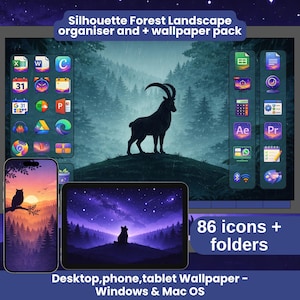 Desktop Theme Icon Pack Forest Landscape Wallpaper Desktop Organizer Folder Icons Computer Wallpaper Phone Wallpaper Aesthetic Desktop Icons