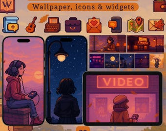Autumn Pixel Art Icon Pack: Y2K Phone Theme & Widgets