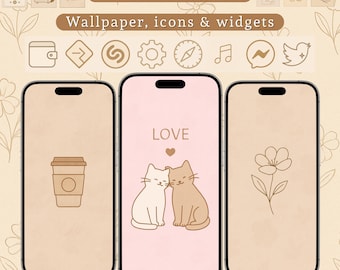 Beige iOS 16 Theme | Minimalist iPhone Wallpaper, Icons & Widgets (Digital Download)