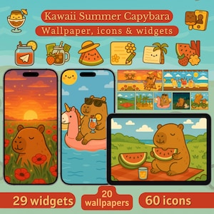 Kawaii Summer Icons - iOS Theme | iPhone App Icons, iPad - Phone Wallpapers, Widget Pack | Android - iPhone Icon Set