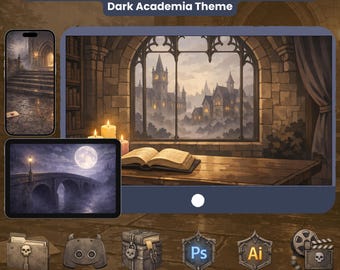 Dark Academia Icons Computer Wallpaper Set Desktop Theme Desktop Icons Folder Icons PC Wallpaper iPad Wallpaper Phone Wallpaper | Icon Pack