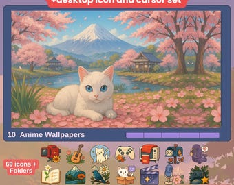 Desktop Aesthetic Cat Wallpaper and Landscape Wallpaper Desktop Organizer Desktop Wallpaper Folder icons Mouse Cursor and Desktop icons