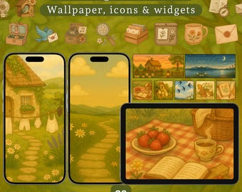 Cottagecore App Icon Set – Cozy Phone Theme, Widgets, Wallpaper (Digital Download)
