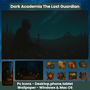 Dark Academia-pictogrammen en bureaubladachtergronden | Desktop, tablet, telefoonachtergrond | Vintage desktop-esthetiek | Windows - MacOS-compatibele pictogrammen