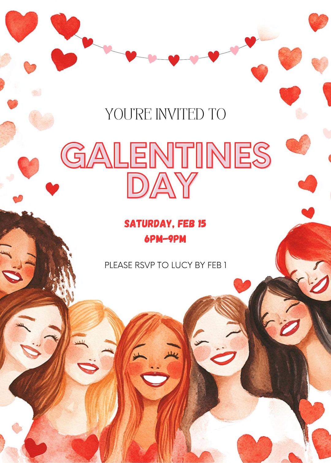 Galentines Day Invitation Template Etsy