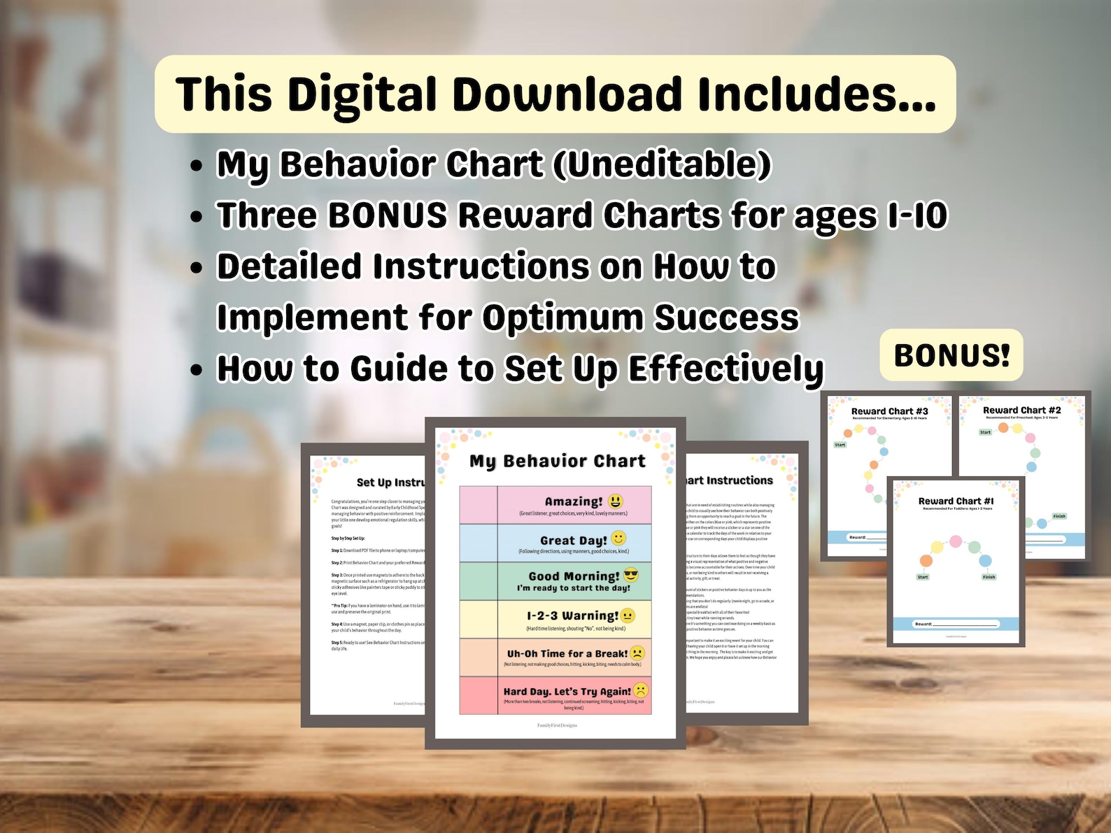 Printable Behavior Chart for Kids Toddler Tantrum Management Homeschool ...