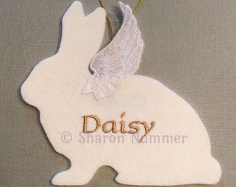 Original  Personalized Bunny Rabbit Angel Ornament Rainbow Bridge Pet Loss Pet Memorial