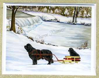 Original Newfoundland Dog Christmas Greeting Cards By S Nummer