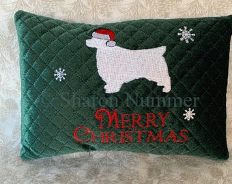 Original Clumber Spaniel Dog Christmas Embroidered Accent Pillow