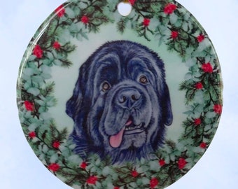 Newfoundland Dog Holiday/Christmas  Ceramic Ornament