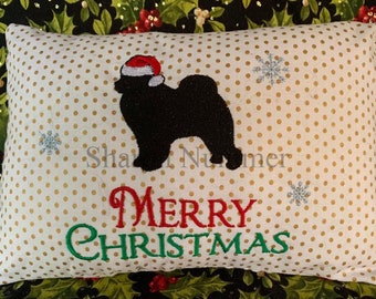 Original Chow Chow Dog Embroidered Christmas Holiday Pillow