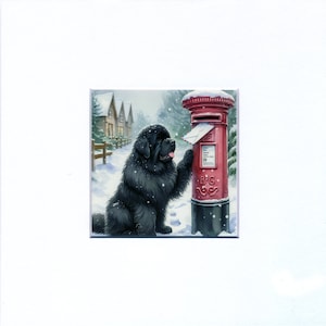 Carta ao Papai Noel, cão da Terra Nova, arte impressa por S Nummer