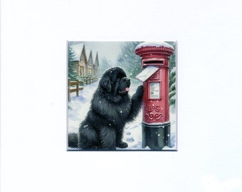 Letter To Santa Newfoundland Dog Art Print By S Nummer