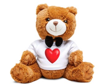 Miś pluszowy w kształcie czerwonego serca z koszulką | Pluszowy miś