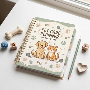 Printable Pet Care Planner, Pet Sitter Notes Checklist, Puppy and Cat Care Tracker Bundle,Emergency Vet Log, Medical Dog Expense Journal PDF
