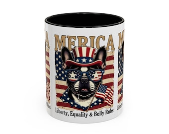 Patriotyczny kubek do kawy z buldogiem francuskim | Kubek do kawy Accent