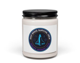 Świeca Deep Space Survival Crew, słoik sojowy | naszywka z misją sci‑fi, eksploracja fandomu