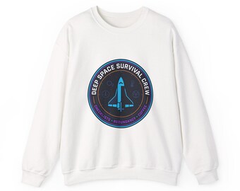 Bluza z okrągłym dekoltem Deep Space Survival | naszywka misyjna, eksploracja w klimacie sci‑fi