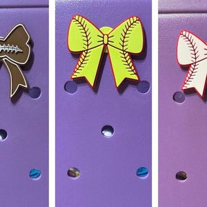 Baseball, softball, football, sport bows, bogg bag accessories , charms, bits, sports , bogg bag jibbitz, athlete charms, bogg bag