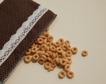 White Lace on Chocolate Polka Dot Cotton Reusable Snack Bag/Cotton Reusable Snack Bag