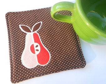 Fabric Coaster Set Pears and Polka Dots/Perfect Pear of Coasters Set