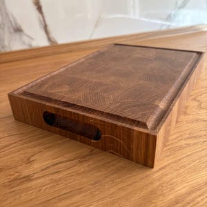 Handmade End Grain White Oak Cutting Board: Wooden Chopping Block image 1