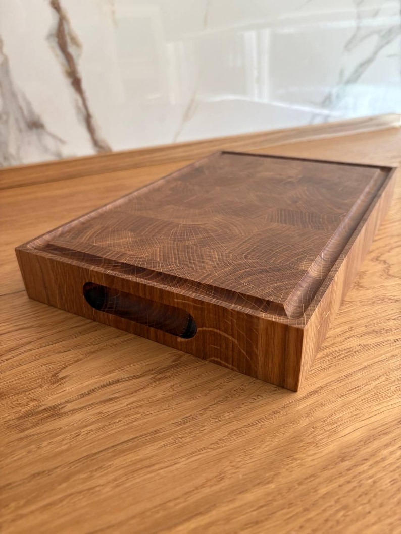 Handmade End Grain White Oak Cutting Board: Wooden Chopping Block image 1