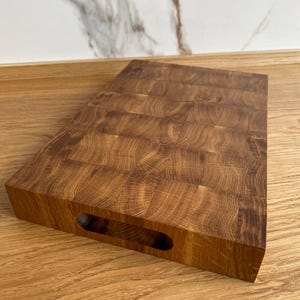 Handmade end grain white oak cutting board, Medium wooden chopping block, Rustic decor, Kitchen housewarming gift