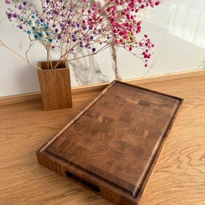 Handmade End Grain Oak Cutting Board: Wooden Chopping Block