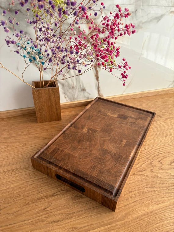 Handmade End Grain Oak Cutting Board: Wooden Chopping Block