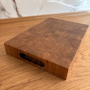 Handmade end grain white oak cutting board, medium wooden chopping block, rustic decor, kitchen housewarming gift