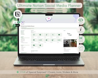 Ultimate Notion Social Media Planner Template for Content Creators | Social Media Content Marketing Calendar & Organizer Tool | Easy-To-Use