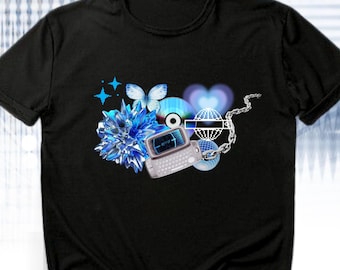 Cybercore Shirt: 2000's Y2k Futurism | Blue Tech Aesthetic | Old School Webcore Clothing & Retro Tech Vibes | Cybergoth Oldschool Tee