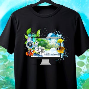 Frutiger Aero Graphic Tee - Nostalgia Shirt, Internet Core, Old Web Shirt with Clown Fish Vibes, Cybercore Webcore Tech Gift for Boyfriend