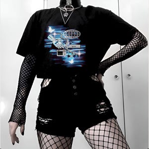 2000s Clothing Cybercore Graphic T-Shirt | Techwear Alternative Top | Webcore Cybergoth Shirt | Y2K Style Alt Clothing | 2000s Tech Inspired image 3