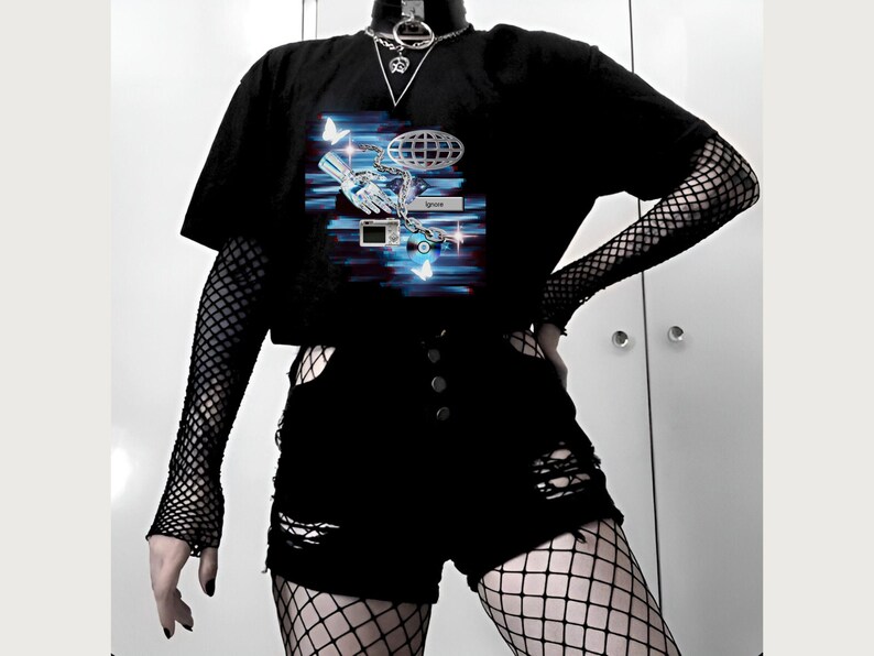 2000s Clothing Cybercore Graphic T-Shirt | Techwear Alternative Top | Webcore Cybergoth Shirt | Y2K Style Alt Clothing | 2000s Tech Inspired image 3