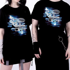 2000s Clothing Cybercore Graphic T-Shirt | Techwear Alternative Top | Webcore Cybergoth Shirt | Y2K Style Alt Clothing | 2000s Tech Inspired image 2