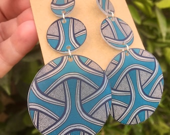 Artsy Lightweight Summer Earrings – Funky Whimsical Shrink Plastic Jewelry – Handmade One of a Kind Colorful Earrings – Hypoallergenic Hooks