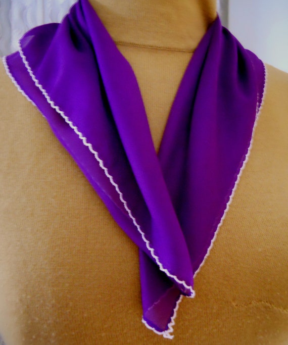 Small square violet chiffon neckerchief bandana wh