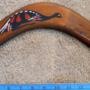 Vintage Australische Aborigines Boomerang handgefertigt, Holz bemalt Känguru, Australian Native Animal Design