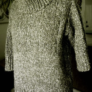 Knit Woman Sweater Cardigan Chunky Sweater Handmade Vintage Three-Quarter Sleeve Loose Fit Turtleneck Fall Winter Christmas Birthday Gift